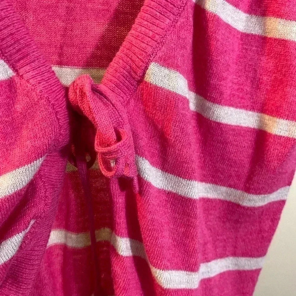 Abercrombie & Fitch Pink Striped Cardigan Top Knit Tie Front Women's Small Logo - Picture 6 of 7